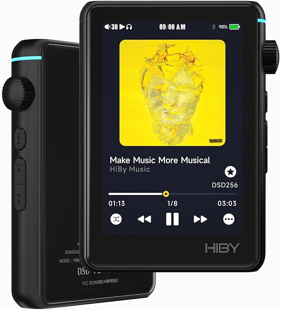 HiBy R3 II Hi-Fi MP3 Player with Bluetooth and WiFi Supports Streaming DSD PCM MQA dongle 3.5mm+4.4mmBAL Jacks