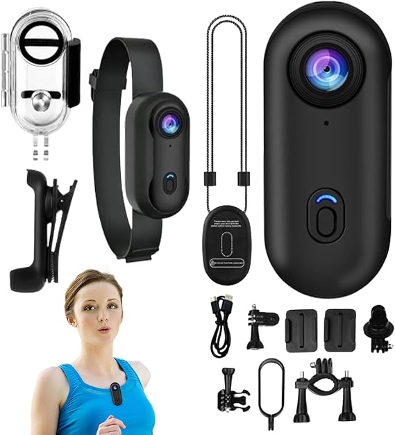 Gosnap Camera, Thumb Action Camera, Wearable Action Body Cam, 1080P Vlogging Device, Personal, Wearable Portable Cam for Cycling, Pet, Hiking, Travel