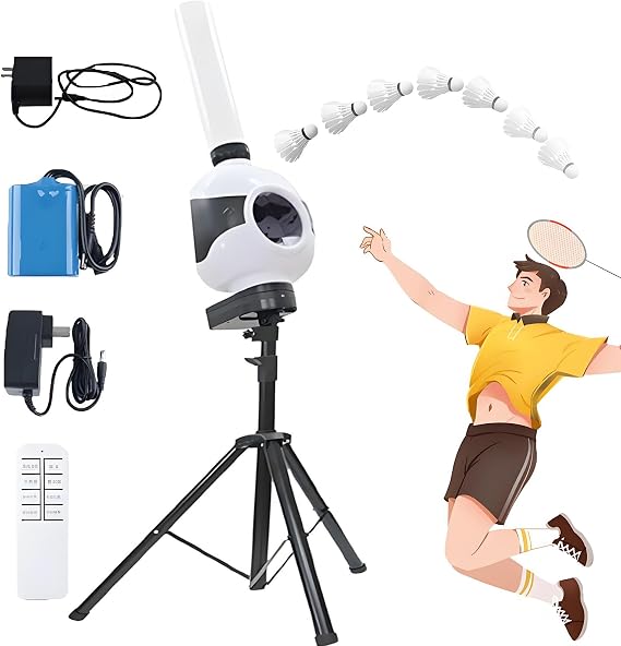 Automatic Badminton Serve Machine,Portable Shuttlecock Launcher Serving Training Ball Set with Direction & Angle Adjustment, Badminton Pitching Machine for Indoor & Outdoor Practice