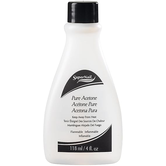 SuperNail Pure Acetone Nail Polish Remover Fast-Acting Gel Polish Remover for Nails, Acrylic & Dip Powder Nails, Clear & Unscented Formula, 4 fl oz