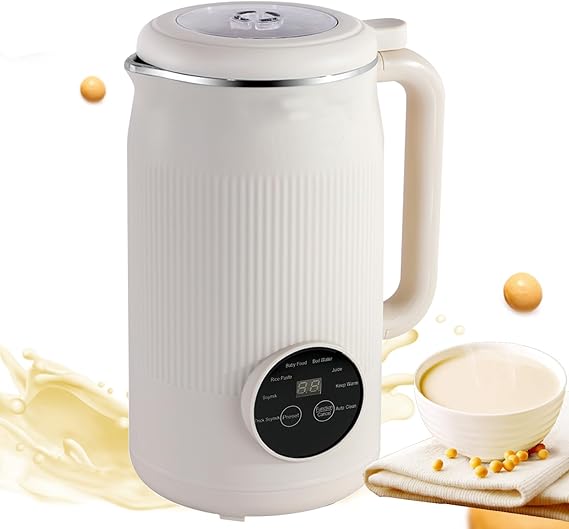 Nut Milk Maker 8 in 1-1200ml Automatic Soy Milk Maker with Delay Start, Keep Warm, Boil Water & Self-Cleaning for Almond, Cashew Milk, Juice, Soups, Porridges