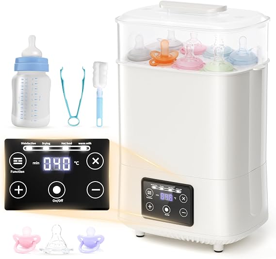 Baby Bottle Steriliser and Dryer, Large Size Hold 8 Bottles and Pacifiers, 4-in-1 Electric Steam Steriliser for Baby Bottles, Breast Pump Parts, Teething Toys, Milk & Food Warmer