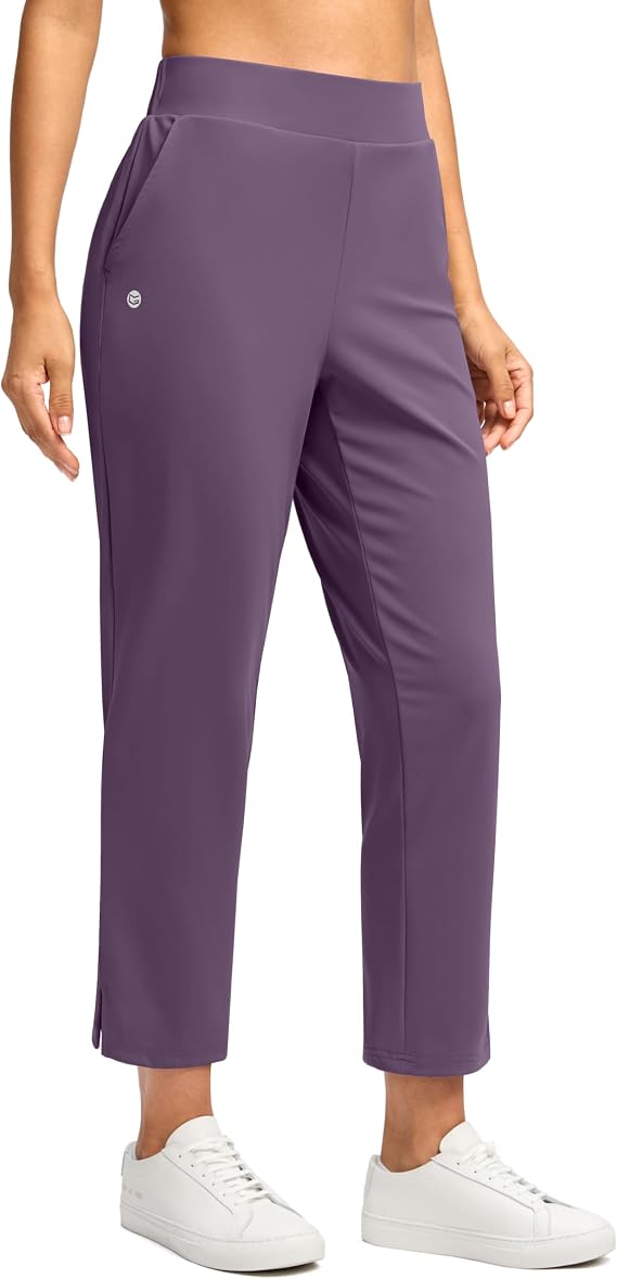 G Gradual Women's Pants Travel Ankle 7/8 Golf Pants with 3 Pockets Slacks | 25.5" 27.5" , Petite Friendly, Elastic Waist, Soft and Stretchy, Wash and Dry Well, Inner Drawstring, Work, Business Casual