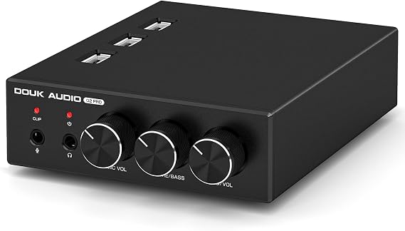 Douk Audio Q2Pro Mini Stereo Gaming DAC with MIC Input, Headphone Amplifier, USB/Optical D/A Converter, 32-Bit/192kHz High-Resolution Audio for PC, PS4, Xbox, Switch
