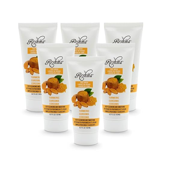 Reshma Beauty Turmeric Face Wash Cleanser for All Skin Types & Dull Skin Gentle Face Wash for Acne Prone Skin For Dark Spots and Anti-Aging Removes Make Up For Daily Use - Cruelty Free Pack of 6