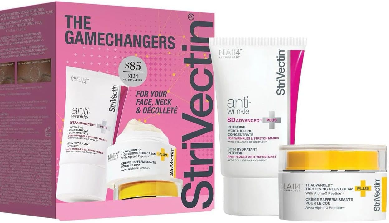 StriVectin - The Gamechangers | SD Advanced Plus Intensive Moisturising Concentrate 47mL + TL Advanced Tightening Neck Cream Plus 30mL | For Face, Neck & Decollete