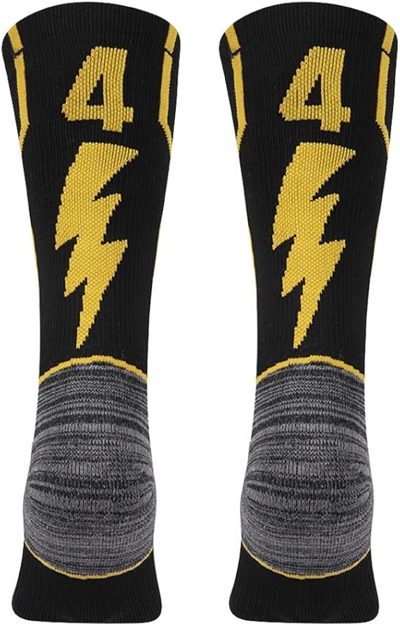 KitNSox Football Socks for Women, Custom Sport Soccer Baseball Mid Calf ID Socks Black 1 Pair