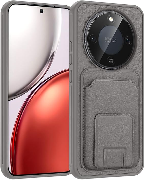 Coverzone Honor Magic 8 Lite 5G ile Uyumlu Kılıf Z-Bikart Kart Bölmeli Standlı Kilif, Deri Dokulu Yüzey, Darbe Emici Kenar Koruma, Arka Kapak Tasarımı Honor Magic 8 Lite 5G kilif Gri