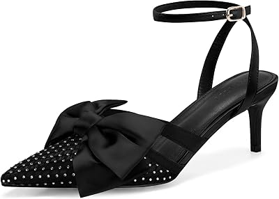 Coutgo Womens Pointed Toe Kitten Heel Pumps