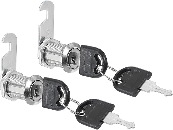 PATIKIL Cabinet Drawer Lock with Keys 2 Pcs 1" (25mm) Keyed Different Zinc Alloy Security Lock Cylinder Cam for Door Cupboard Household Mailbox Office Silver