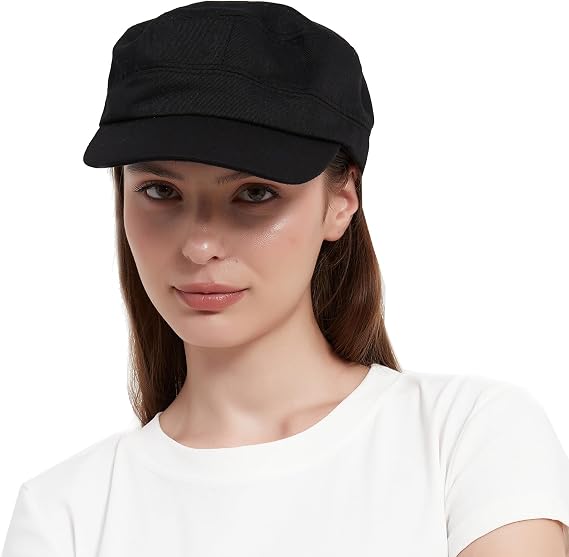 Adjustable Unisex Flat Top Twill Classical Baseball Cap Military Hat 22-23.6 in Cadet Cap