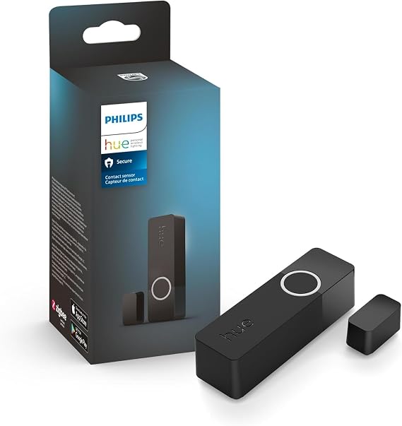 Philips Hue Secure Smart Contact Sensor, Black - 1 Pack, Door Sensor Made for Indoor Doors and Windows, Door Alarm Requires Hue Bridge, Works with The Hue App
