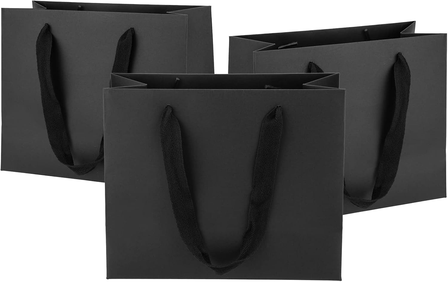 Ronvir 25Pcs Small Gift Bags,22x10x18 cm Recycled Paper Gift Bag With Handles for Halloween,Party Favours, Business, Goodie, Shopping, Wedding, Birthday, Christmas, Black