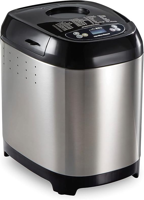 Hamilton Beach Digital Electric Bread Maker Machine Artisan and Gluten-Free, 2 lbs Capacity, 14 Settings, Black and Stainless Steel (29985)