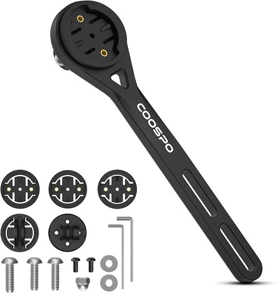 COOSPO Out-Front Bike Computer Extended Mount MT6S, Compatible for Cycling Computer Aero Integrated Handlebar, Compatible with Garmin Edge/Wahoo Elemnt/Bryton/iGPSPORT/GoPro Mount Adapter