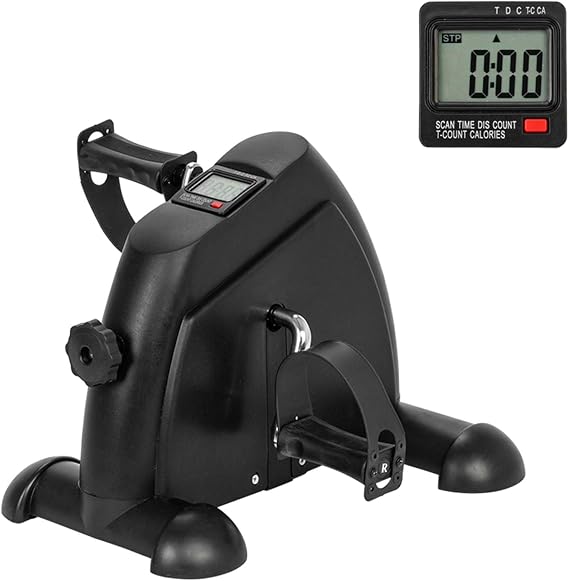 Mini Exercise Bike,Under Desk Bike Pedal Exerciser Portable Foot Cycle Arm & Leg Peddler Machine with LCD Screen Displays