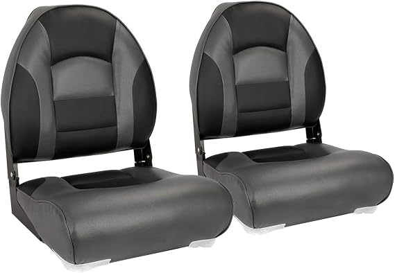 P1 Premium Marine High Back Folding Boat Seats 2 Pack, Waterproof Fishing Boat Captain Chairs, 4 Mounting Screws Included