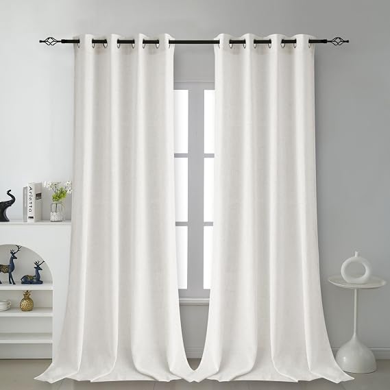 Natural Linen Curtains for Living Room Bedroom,Window Drapes Sheer Linen Curtains,Light Filtering Linen Curtains 96 Inches Long,52 Wide,2 Panels