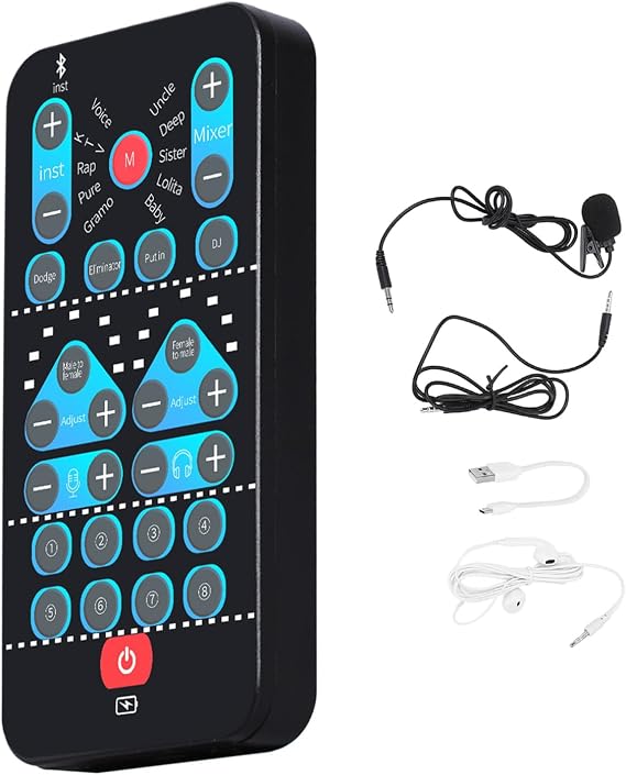 Handheld Sound Card Plug Play Voice Disguiser | 8 Sound Effects External Mini Voice Changer for Mobile Phone, Computer, Music Studio, DJ