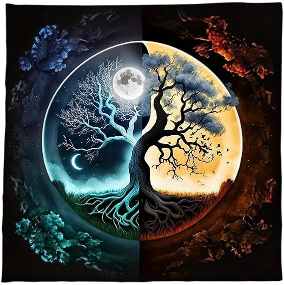 Tarots Card Tablecloth Altars Cloth Astrologys Divinations Square Cloth Tapestry Trees of Life Tablecloth Home Decors