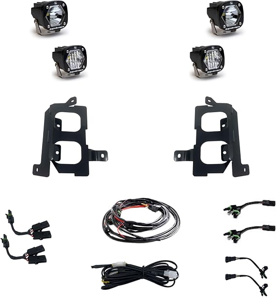 Baja Designs S1 LED Dual Fog Pocket Light Kit for GMC Sierra 1500 Truck 2019-22 (Wide Cornering/Spot Lens; Clear)