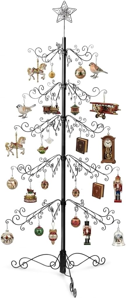 HOHIYA 6.5 Ft Ornament Display Tree Stand 174 Hook Metal Christmas Tree