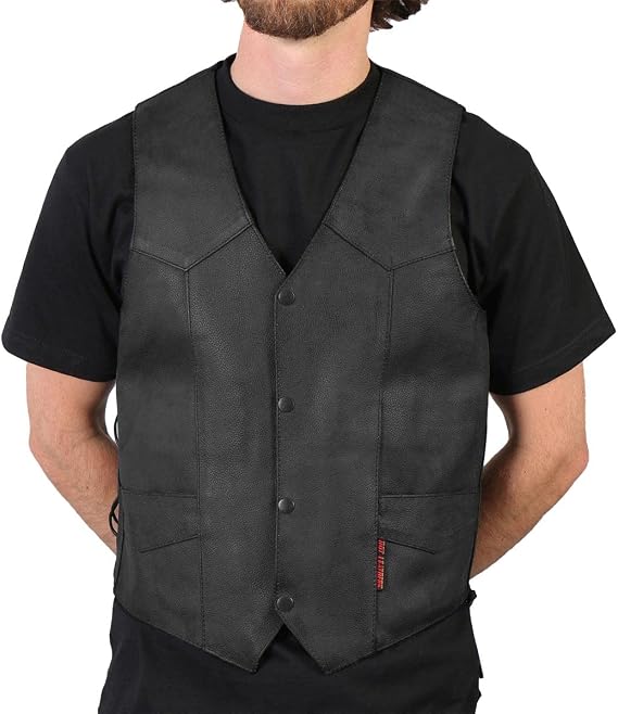 Hot Leathers Black Men's Heavyweight Leather Vest