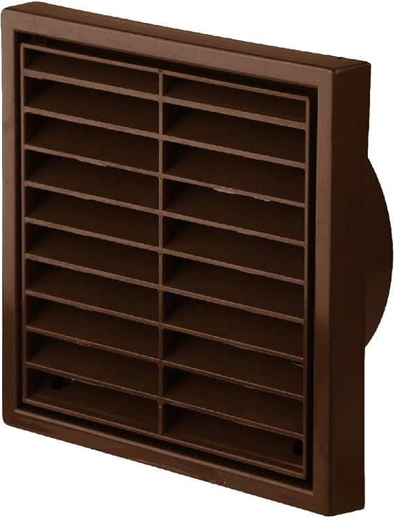 Brown Square Extractor Louvre Air Vent Duct Grille 100mm, 4 Inch Wall Fan Outlet
