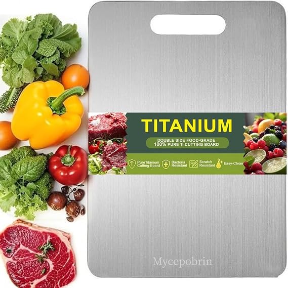 Katuchef Titanium Cutting Board, Katu Chef 100% Pure Apex Titanium Cutting Boards for Kitchen, Double Sided Chopping Board for Cutting Meat Vegetable Fruit, Durable Dishwasher Safe(XL:15.35L*11.02W)