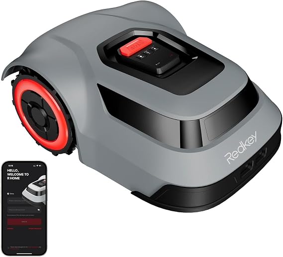 Redkey MGC1000 Robot Lawn Mower with 590ft Boundary Wires for 0.25 Acre (1/4 Acre), 45% Slope, 70Mins Runtime, Auto Recharge, Automatic Robotic Lawn Mower w/Precise Location & Breakpoint Detection