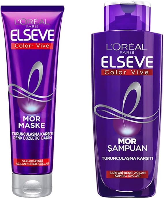 L'Oréal Paris Elseve Anti-Orange Purple Shampoo 200ml & Elseve Anti-Orange Color Correcting Purple Mask 150ml Hair Care Set