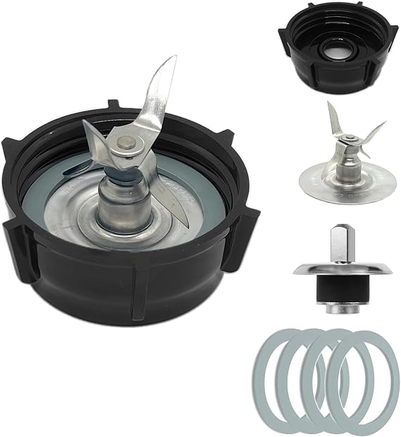 for Oster Blender Replacement Parts Kit - Ice Crusher Blade with Jar Base Cap, Coupling Stud Slinger Pin & 4 Rubber O Ring Sealing Gaskets