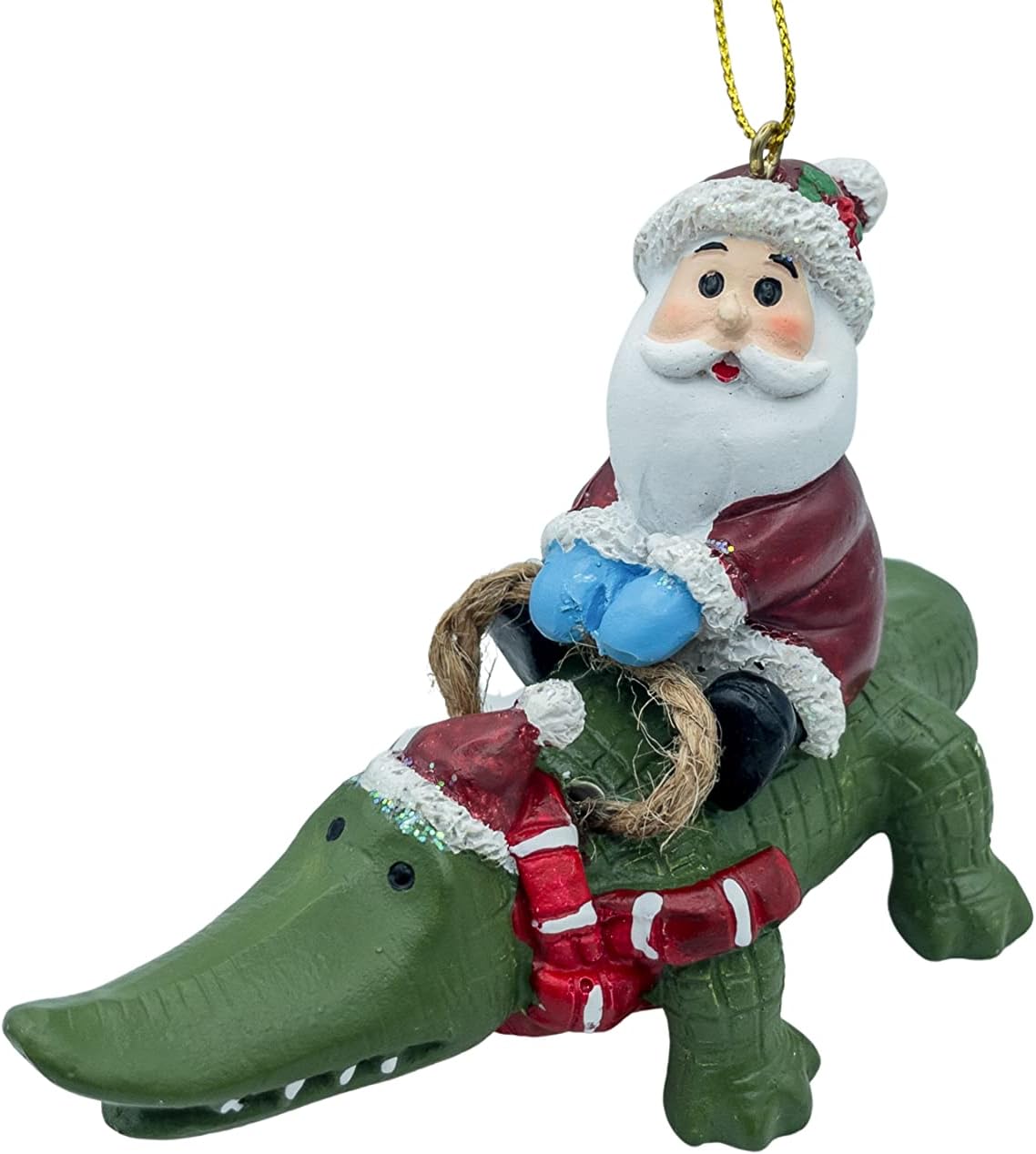 Santa Riding Alligator Tropical Christmas Tree Gator Ornament