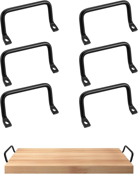 6 Pcs Metal Cutting Board Handles, 4" Black Matte Charcuterie Board Handle