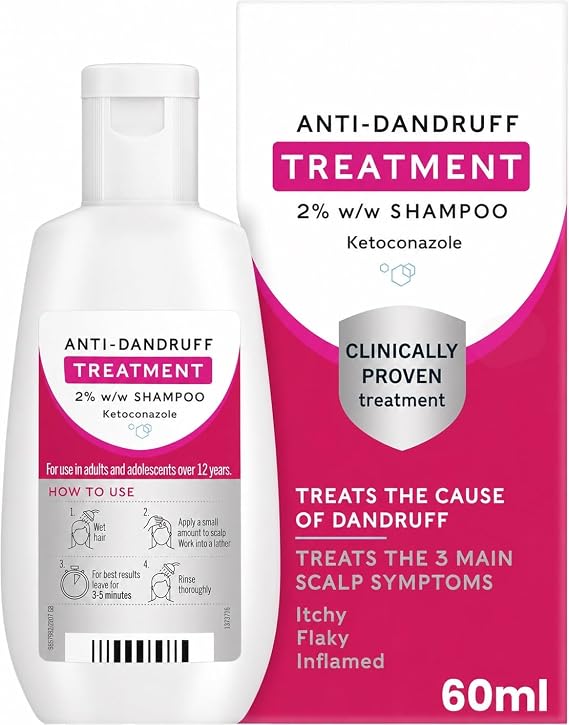 Anti-Dandruff Treatment Shampoo 2% Ketoconazole, 60ml | Helps Reduce Flakes, Itching & Scalp Irritation | Intensive Scalp Care Shampoo for Adults & Adolescents Over 12