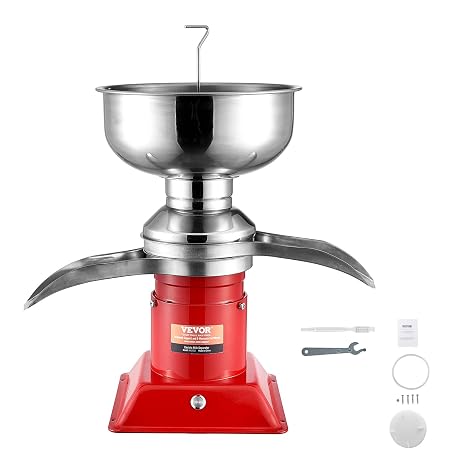VEVOR Milk Cream Separator, 100L/h Output Cream Centrifugal Separator, 304 Stainless Steel Milk Skimmer with 5L Bowl Capacity, 10500RPM Rotating Speed Cream Separator, Perfect for Dairy Farm Family