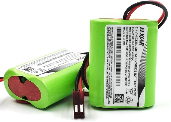 (2-Pack) 2.4V 2000mAh Ni-MH Battery for Lithonia ELB2P401N, NIC1158 | Fits Powercell PCNA4/5-2-SR-LC, BGN1100-2DWP-41REC and ANIC1158 emergency lighting; includes 8-inch wire leads.