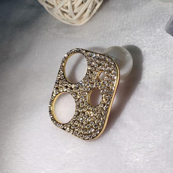 2 Pack Glitter Bling Diamond Camera Lens Cover Protector Compatible with iPhone 11 Metal Bling Diamond Camera Lens Cover Sticker Protector (iPhone 11, Gold)