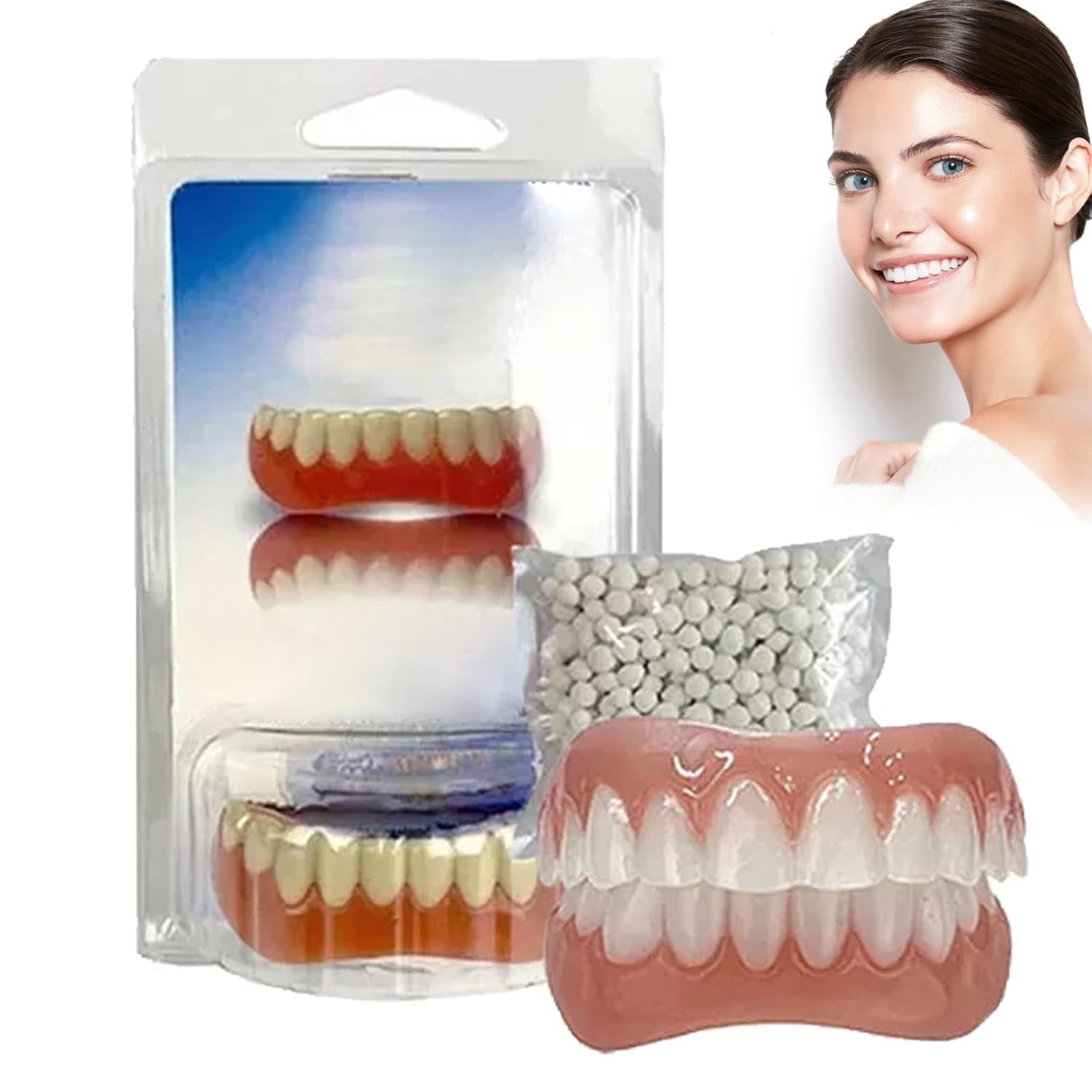 Yunpso Denture Silicone Reline Kit, Teeth Upper and Lower Veneer for Men and Women, Nature and Comfortable 1PCS