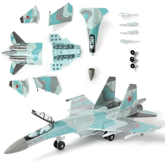 SEBUNAS 1:100 Scale SU-35S Fighter Jet Quick Build Model Kit Plastic Millitary Jet Plane Toy Assembly Aircraft Model with Stand Gift for Adults and Kids (25 Pieces) | A precision replica with exquisite paintwork—a collector-grade masterpiece crafted for adults suitable for beginners