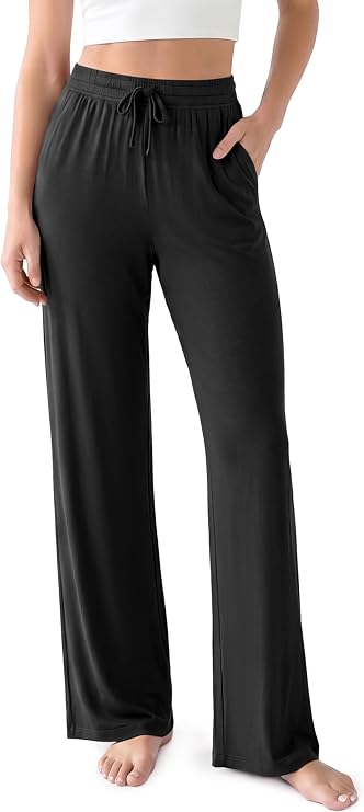 ODODOS Women's Lounge Pants with Pockets Drawstring Lightweight Loose Comfy Casual Pajama Pants-28/30" Inseam