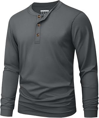 MAGNIVIT Mens Long Sleeve Henley Shirts Cotton 3-Button Spring Casual T-Shirts Solid Color Soft Basic Tops 2026