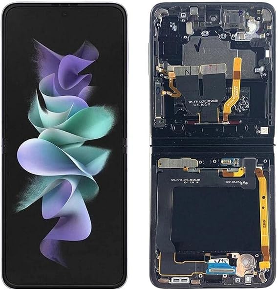 SHOWGOOD 6.7" for Samsung Galaxy Z Flip 3 Display LCD Screen with Frame for Samsung Galaxy Z Flip3 SM-F711U F711B F7110 LCD Touch Screen Parts (with Black Frame)