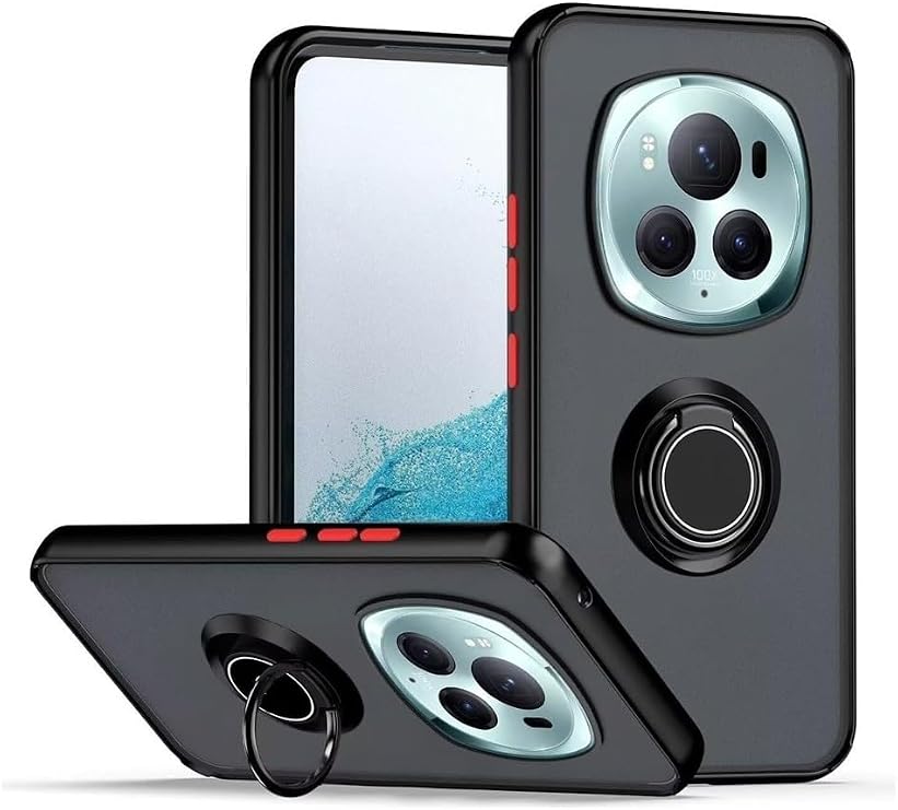 Honor Magic 6 Pro Uyumlu Kılıf Montreal Yüzüklü Standlı Araç Tutucu Özellikli, Siyah