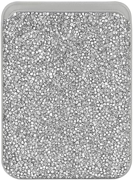 ENTRONIX Universal Magnetic Rhinestone Crystals Pocket Wallet ID Slot Card Holder Magnet Attachment for Mobile Devices, Silver