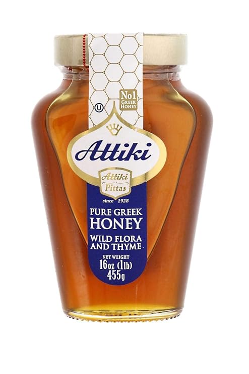 Attiki Pure Raw No.1 Greek Honey Wild Flora and Thyme (Attiki Honey 16oz 2 Pack)