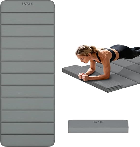 Foldable Yoga Mat,Thickened,0.4"Thick (10mm),76"x26" | 12-Fold Design,SGS Certified TPE,Non-Slip & No Smell,Ultra Portability,For Yoga,Gym,Pilates,Home Workouts