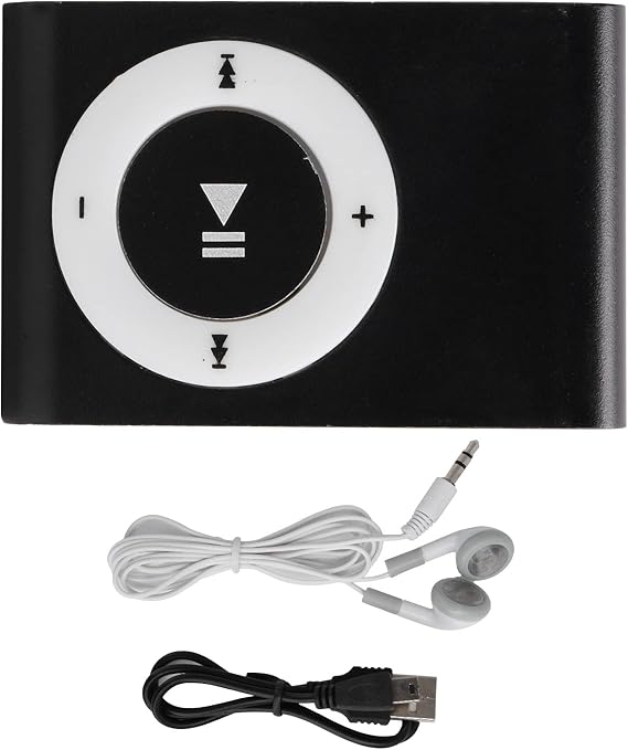 Ultimate Music Companion: Mp3 Player with Clip-On Design, Earphones, and USB Cable - Your Perfect Workout and Travel Buddy Black