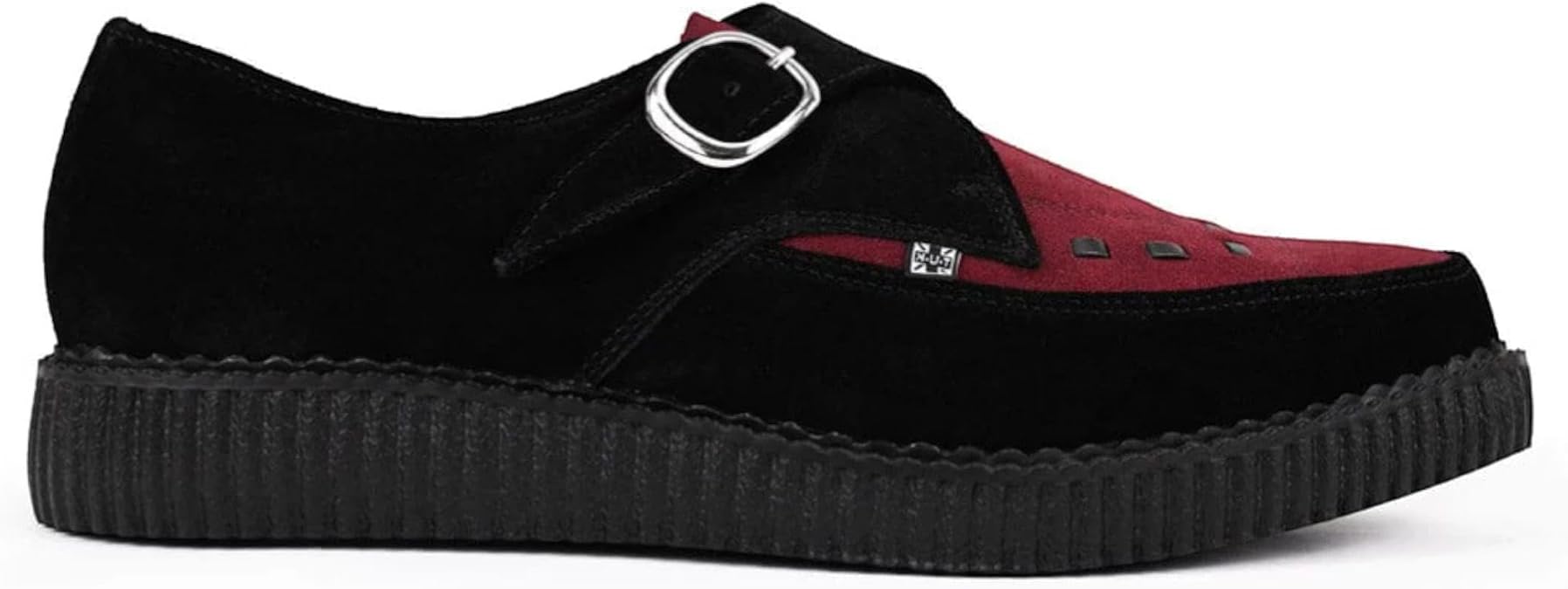 TUK Footwear Unisex Pointed Creepers – Leather Monk Strap Goth Platform Shoes