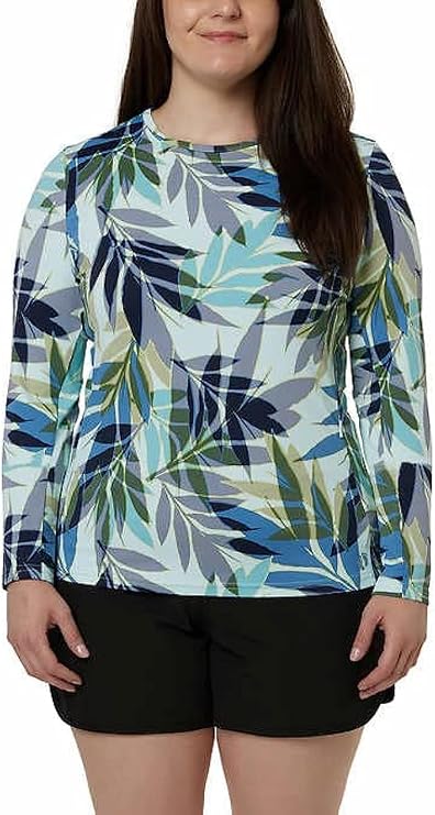 Hang Ten Women's Rashguards - Starfish in Mint, Large